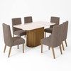 Mesa de Jantar 6 Lugares Stella com Vidro Nature/Off White/Marrom Amêndoa - Panorama Móveis