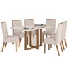 Mesa de Jantar 6 Lugares Giulia com Vidro Nature/Off White/Linho - Panorama Móveis