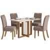 Mesa de Jantar 4 Lugares Charlotte com Vidro Nature/Off White/Marrom Amêndoa - Panorama Móveis