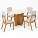 Mesa de Jantar 4 Lugares Antonella com Vidro Nature/Off White/Linho - Panorama Móveis