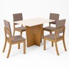 Mesa de Jantar 4 Lugares Antonella com Vidro Nature/Off White/Marrom Amêndoa - Panorama Móveis