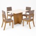 Mesa de Jantar 4 Lugares Antonella com Vidro Nature/Off White/Marrom Amêndoa - Panorama Móveis