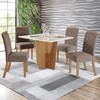 Mesa de Jantar 4 Lugares Artemis com Vidro Nature/Off White/Marrom Amêndoa - Panorama Móveis