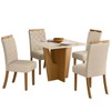 Mesa de Jantar 4 Lugares Chloe Nature/Off White/Linho - Panorama Móveis