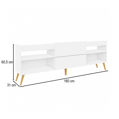 Rack para TV Até 55 Polegadas Luiza Diamantina 1 Porta 2 Prateleiras Branco Fosco - Panorama Móveis