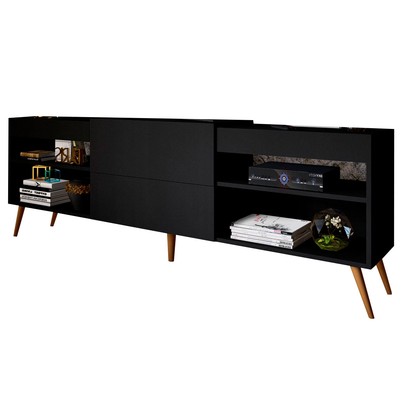 Rack para TV Até 55 Polegadas Luiza Diamantina 1 Porta 2 Prateleiras Preto Fosco - Panorama Móveis