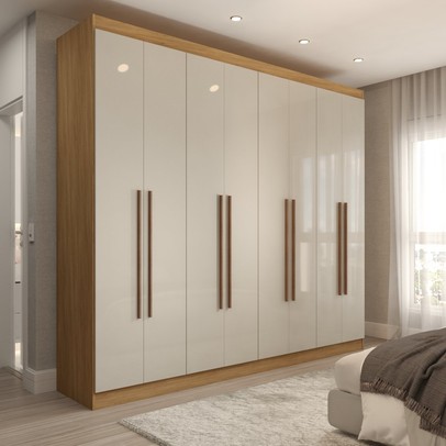 Guarda-Roupa Casal Maria Diamantina 8 Portas 8 Prateleiras Cinamomo/Off White - Panorama Móveis