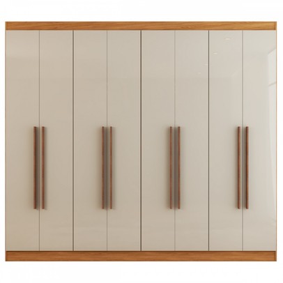 Guarda-Roupa Casal Maria Diamantina 8 Portas 8 Prateleiras Cinamomo/Off White - Panorama Móveis