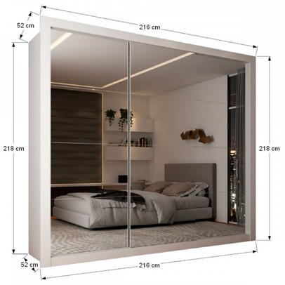 Guarda-Roupa Casal Olivia Diamantina 3 Portas de Correr 4 Gavetas Espelhado Branco - Panorama Móveis