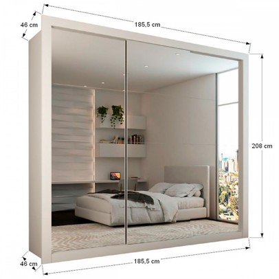 Guarda-Roupa Casal Luiza Diamantina 3 Portas de Correr 4 Gavetas Espelhado Branco - Panorama Móveis