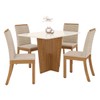 Mesa de Jantar 4 Lugares Alicia com Vidro Nature/Off White/Linho - Panorama Móveis