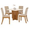Mesa de Jantar 4 Lugares Scarlett com Vidro Nature/Off White/Linho - Panorama Móveis
