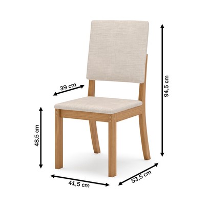 Mesa de Jantar 6 Lugares Natali com Vidro Nature/Off White/Linho - Henn