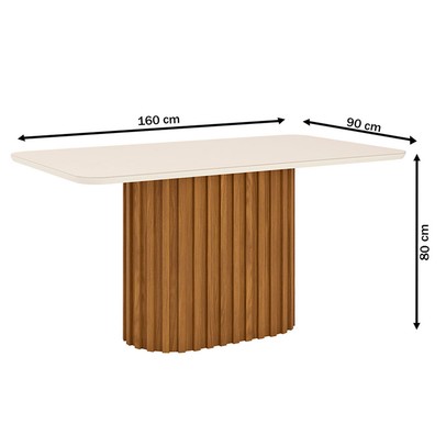 Mesa de Jantar 6 Lugares Solana com Vidro Nature/Off White/Amêndoa - Henn