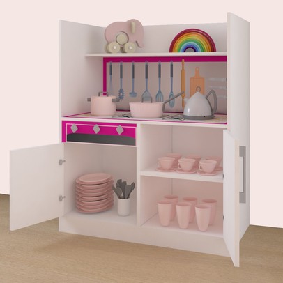 Quarto Infantil Completo Viagem Encantada 4 Portas 1 Gaveta Rosa - Panorama Móveis