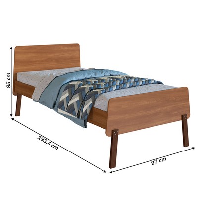 Cama Solteiro Orlando Nogal - Art In Móveis