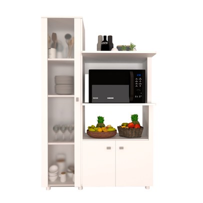 Armário de Cozinha Paula com Cristaleira 3 Portas Branco - Panorama Móveis