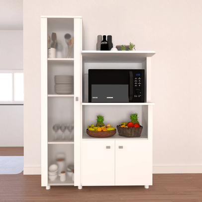 Armário de Cozinha Paula com Cristaleira 3 Portas Branco - Panorama Móveis