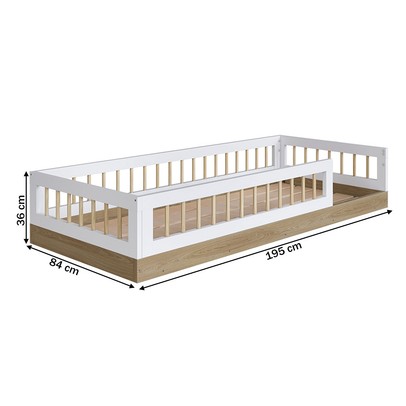 Cama Infantil Montessoriana Affetto Aveiro Oak/Branco - Completa Móveis