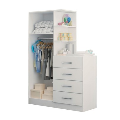 Guarda-Roupa Infantil Hora de Aventura com Cômoda 2 Portas 4 Gavetas Branco - Panorama Móveis