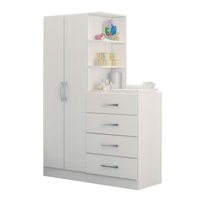 Guarda-Roupa Infantil Hora de Aventura com Cômoda 2 Portas 4 Gavetas Branco - Panorama Móveis