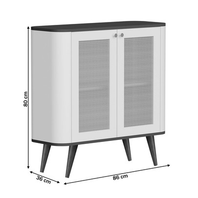 Aparador 2 Portas Preto/Nature/Rattan Jb 1900 - Jb Bechara