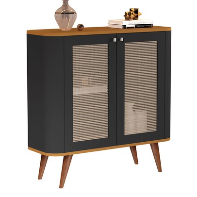 Aparador 2 Portas Preto/Nature/Rattan Jb 1900 - Jb Bechara