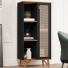 Armário para Escritório 1 Porta Preto/Nature/Rattan Jb 2000 - Jb Bechara