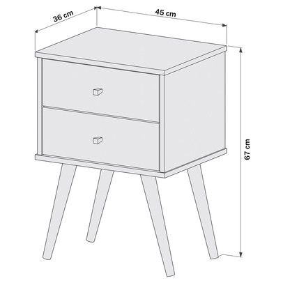 Mesa de Cabeceira Luxo 2 Gavetas Nature 1818 - Jb Bechara