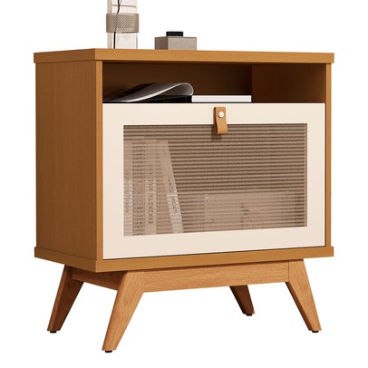 Mesa de Cabeceira 1 Porta Nature/Perola/Rattan Jb 2300 - Jb Bechara