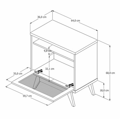 Mesa de Cabeceira 1 Porta Nature/Perola/Rattan Jb 2300 - Jb Bechara