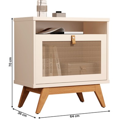 Mesa de Cabeceira 1 Porta Perola/Rattan Jb 2300 - Jb Bechara