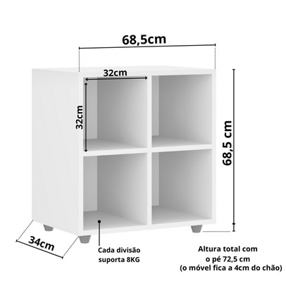 Nicho Organizador 4 Nichos Branco P22 - Movelbras