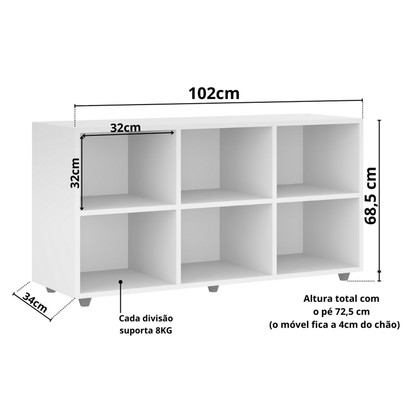 Nicho Organizador 6 Nichos Branco - Movelbras