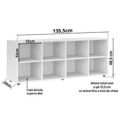 Nicho Organizador Horizontal Branco - Movelbras