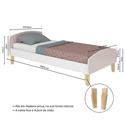 Cama Infantil Montessoriana Aurora Rosa - Movelbras