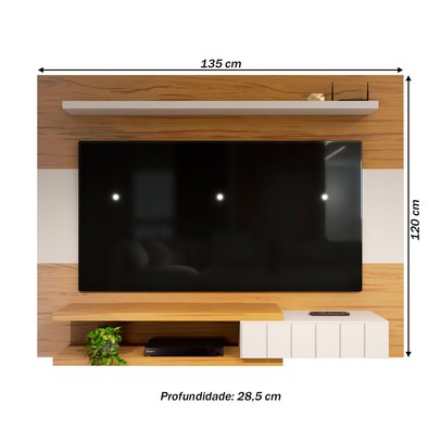 Painel para TV Até 50 Polegadas Opala 1 Porta para TV Pinho/Off White - Panorama Móveis