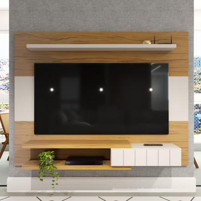 Painel para TV Até 50 Polegadas Opala 1 Porta para TV Pinho/Off White - Panorama Móveis