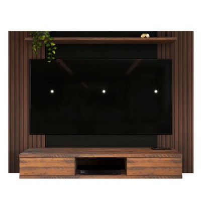 Painel para TV Até 75 Polegadas Alaska 2 Portas Pinho Ripado/Preto - Panorama Móveis