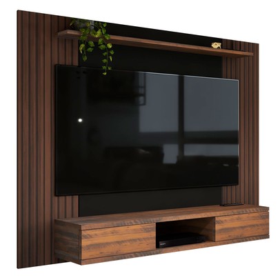 Painel para TV Até 75 Polegadas Alaska 2 Portas Pinho Ripado/Preto - Panorama Móveis