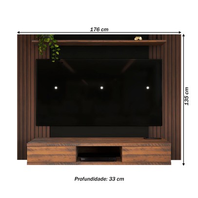 Painel para TV Até 75 Polegadas Alaska 2 Portas Pinho Ripado/Preto - Panorama Móveis