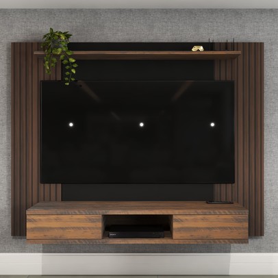 Painel para TV Até 75 Polegadas Alaska 2 Portas Pinho Ripado/Preto - Panorama Móveis