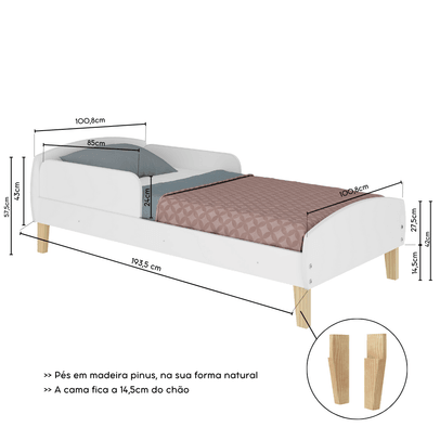 Cama Infantil Montessoriana Aurora P59 Branco - Movelbras