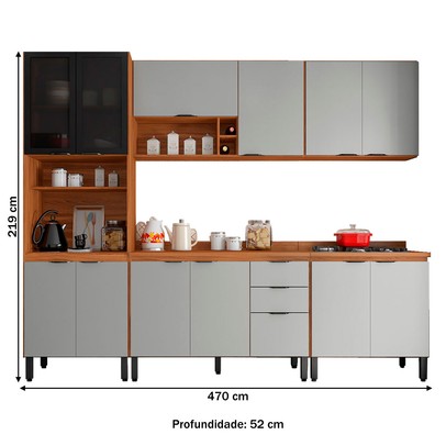 Cozinha Completa Firenze 13 Portas 2 Gavetas Amêndola Touch/Nude Prime Tx - Demóbile