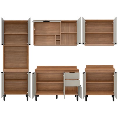 Cozinha Completa Firenze 13 Portas 2 Gavetas Amêndola Touch/Nude Prime Tx - Demóbile