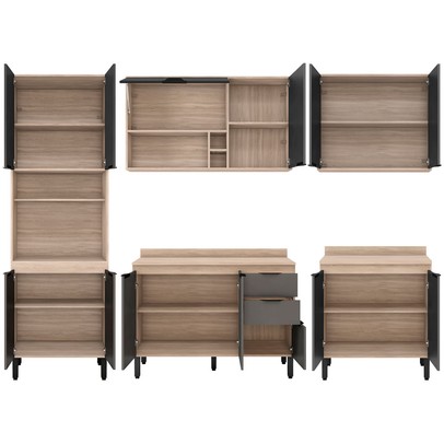 Cozinha Completa Firenze 13 Portas 2 Gavetas Avena Touch/Grafito - Demóbile