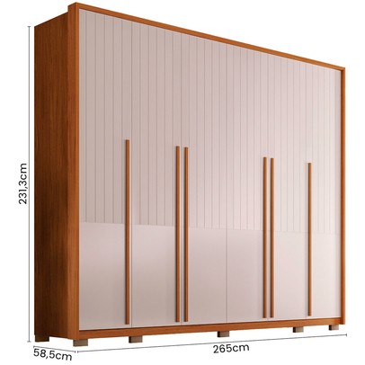 Guarda-Roupa Casal Espartacus 6 Portas 6 Gavetas Freijó/Off White - Caemmun