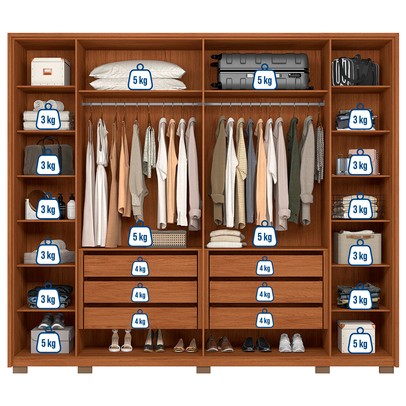 Guarda-Roupa Casal Espartacus 6 Portas 6 Gavetas Freijó/Off White - Caemmun