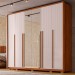 Guarda-Roupa Quintus Lux 6 Portas 6 Gavetas com Vidro Reflecta Freijó/Off White - Caemmun