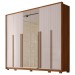 Guarda-Roupa Quintus Lux 6 Portas 6 Gavetas com Vidro Reflecta Freijó/Off White - Caemmun